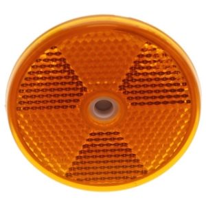 Round Amber Reflector 60mm Self Adhesive with Screw Hole