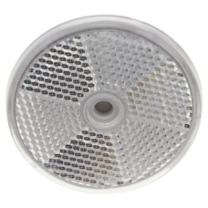 Round White Reflector 60mm Self Adhesive with Screw Hole