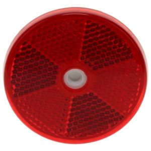 Round Red Reflector 60mm Self Adhesive with Screw Hole